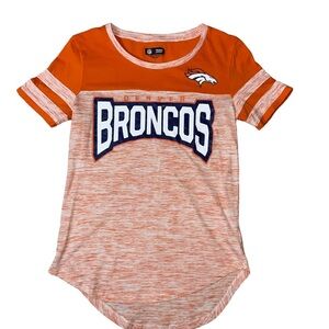 Team Apparel orange marbled Denver Bronco's graphic T-shirt rhinestones SZ SM